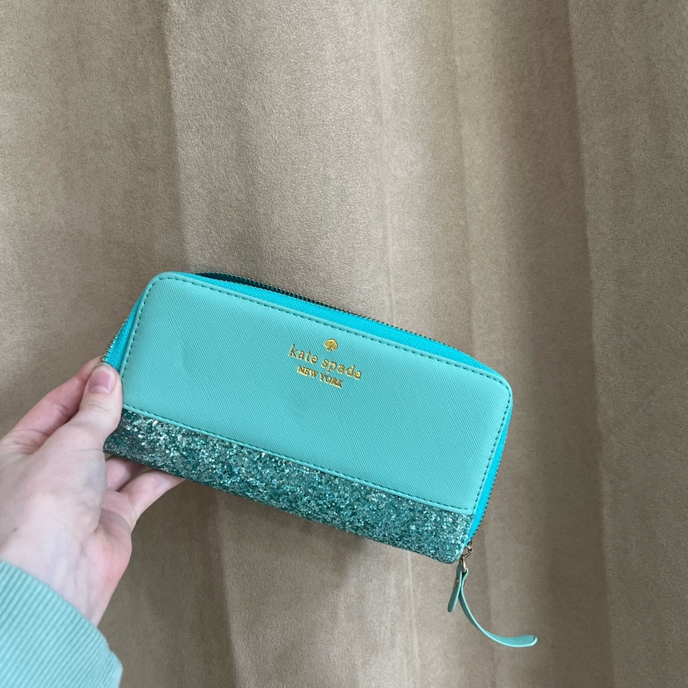 Kate Spade Turquoise Glitter Wallet